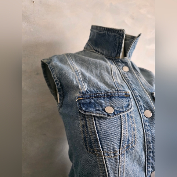 Yoko's Sleeveless Denim Jean Maxi Dress Snap Down Sz M - Picture 5 of 9